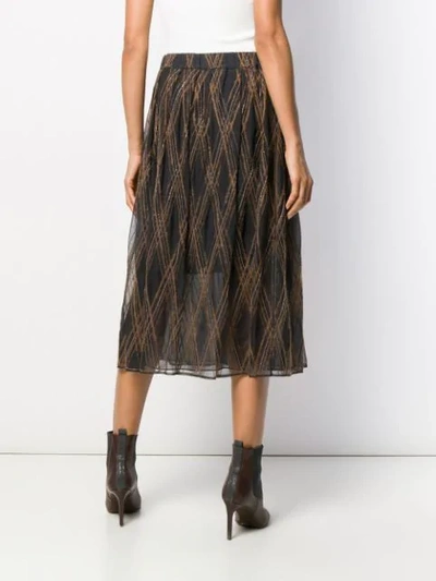 Shop Brunello Cucinelli Textured Check Midi Skirt In Black