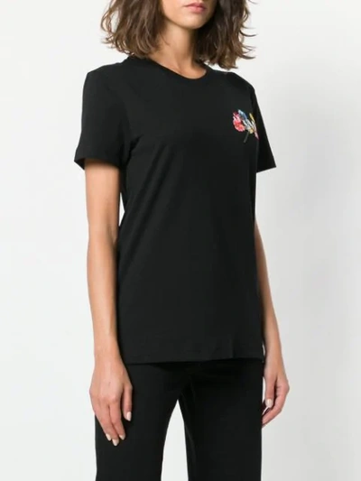 Shop Off-white Floral Embroidered T-shirt In Black