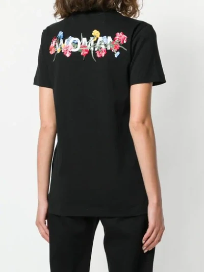 Shop Off-white Floral Embroidered T-shirt In Black
