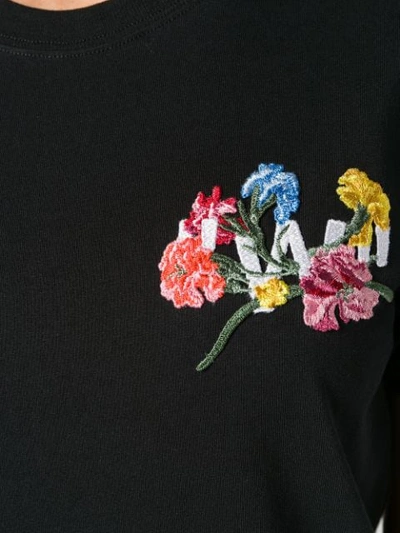 Shop Off-white Floral Embroidered T-shirt In Black