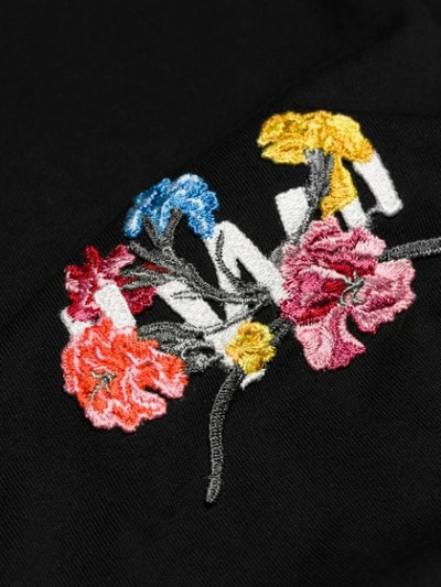OFF-WHITE 花卉刺绣T恤 - 黑色