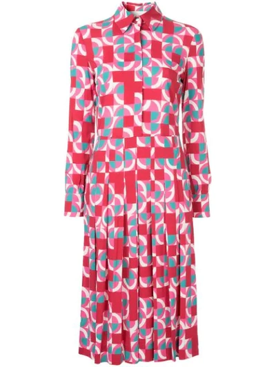 Shop La Doublej Geometric Print Shirt Dress In Pink