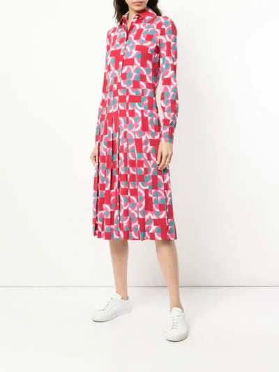 Shop La Doublej Geometric Print Shirt Dress In Pink