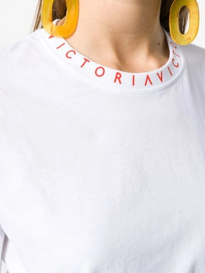 Shop Victoria Victoria Beckham Logo Print Neck T-shirt In White