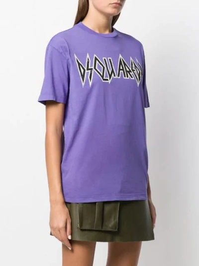 Shop Dsquared2 Logo Printed T-shirt In Purple