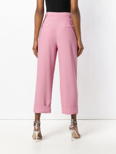 Shop Hebe Studio Cropped Tailored Trousers In Pink