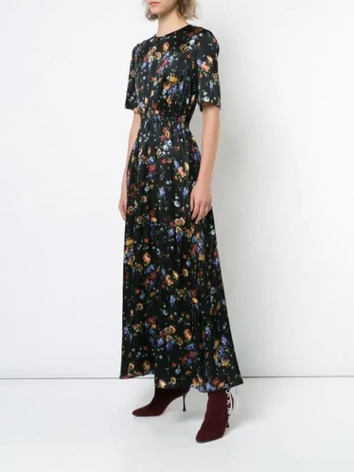 Shop Adam Lippes Floral-print Smocked Maxi Dress - Black