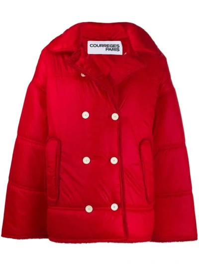 Shop Courrèges Oversized Padded Jacket In Red