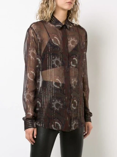 Shop Saint Laurent Sheer Printed Shirt - Blue