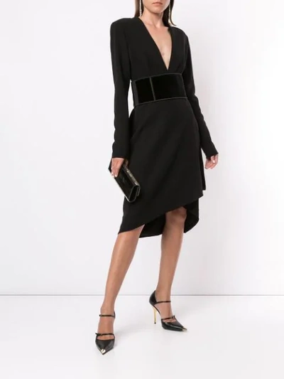 Shop Tom Ford Asymmetric Drape Midi Dress In Black