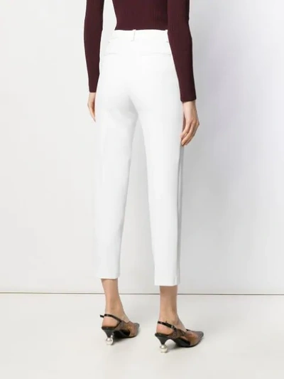 Shop Pinko Tailored Cropped Trousers In White