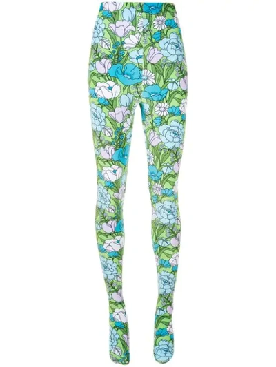 Shop Richard Quinn Leggings Mit Durchgehendem Print In Green