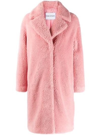 Shop Stand Studio Camille Faux-shearling Coat In Pink
