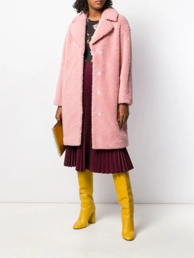 Shop Stand Studio Camille Faux-shearling Coat In Pink