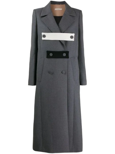 Shop Ssheena Long Buttoned Coat In Grey