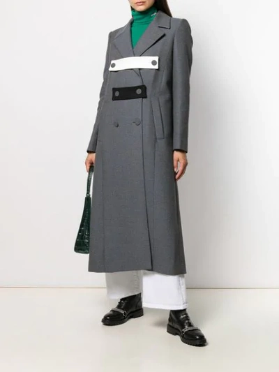 Shop Ssheena Long Buttoned Coat In Grey