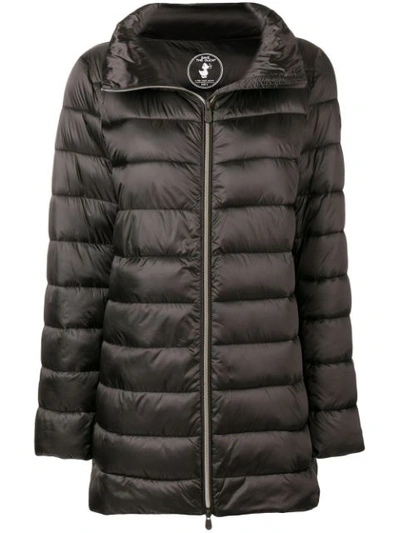 Shop Save The Duck Zipped Padded Coat - Brown