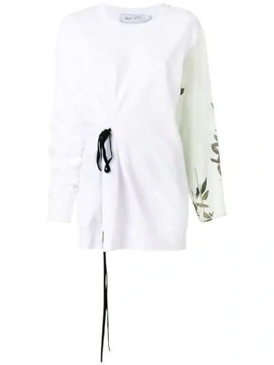 Shop Act N°1 Floral Sleeve Sweatshirt - White