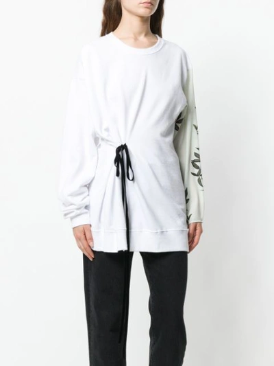 Shop Act N°1 Floral Sleeve Sweatshirt - White