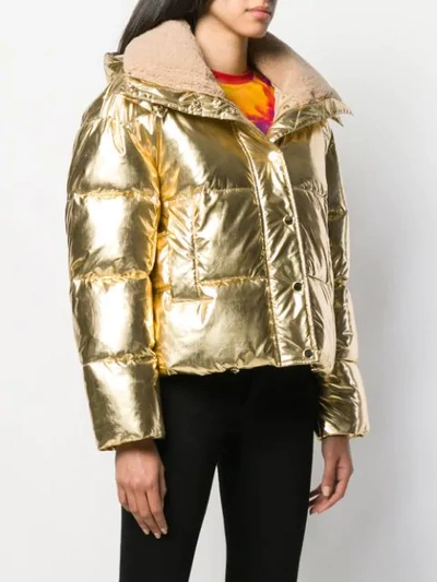 Shop P.a.r.o.s.h Hooded Padded Jacket In 053 Gold