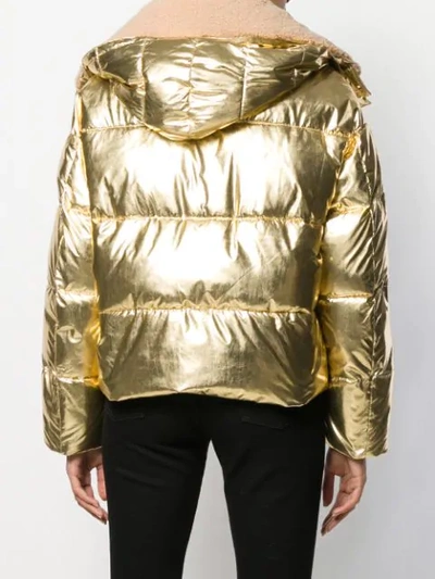Shop P.a.r.o.s.h Hooded Padded Jacket In 053 Gold