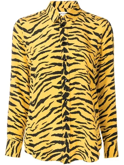 Shop Saint Laurent Zebra-print Shirt In Yellow