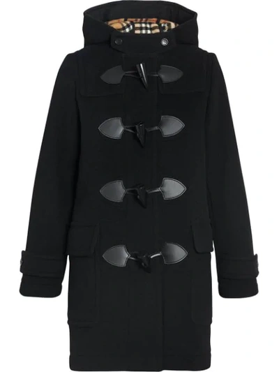 Shop Burberry Wool Blend Duffle Coat In Black