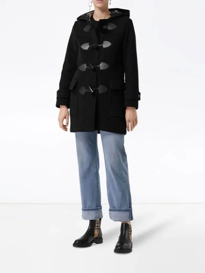 Shop Burberry Wool Blend Duffle Coat In Black