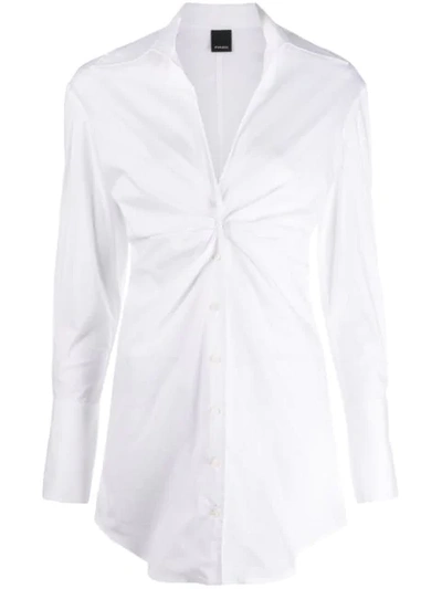 Shop Pinko Elongated Long-sleeved Shirt In Z04 White