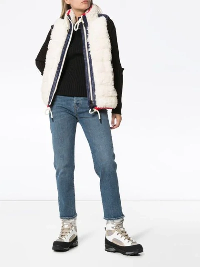 Shop Moncler Shearling-panelled Gilet In 041 White