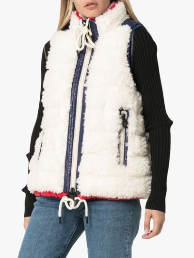 Shop Moncler Shearling-panelled Gilet In 041 White
