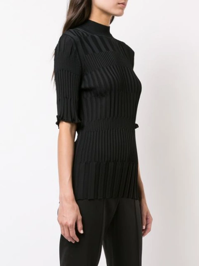 Shop Carolina Herrera Ribbed Knit Top - Black