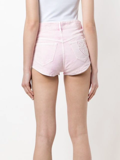 Shop Isabel Marant Broderie Anglaise Denim Shorts In Pink & Purple