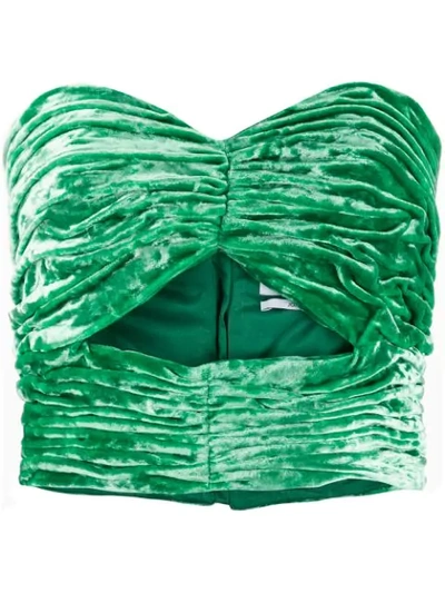 Shop Attico Strapless Cropped Top In Green