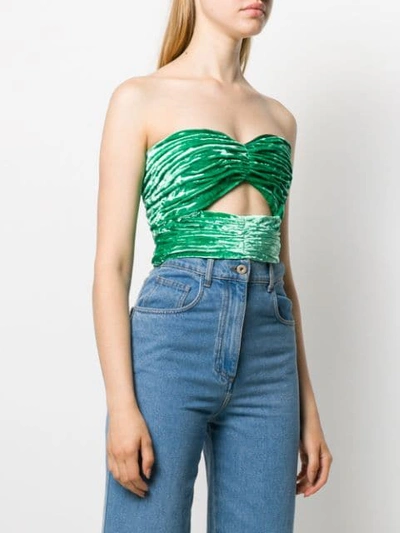 Shop Attico Strapless Cropped Top In Green