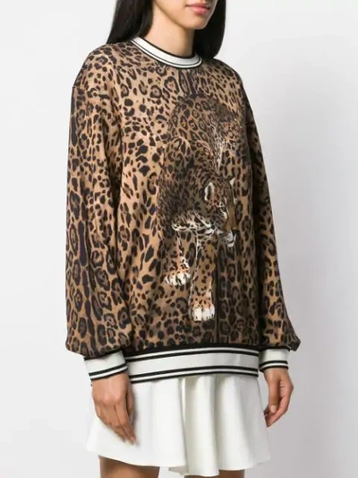 Shop Dolce & Gabbana Leopard Print Sweatshirt In Brown