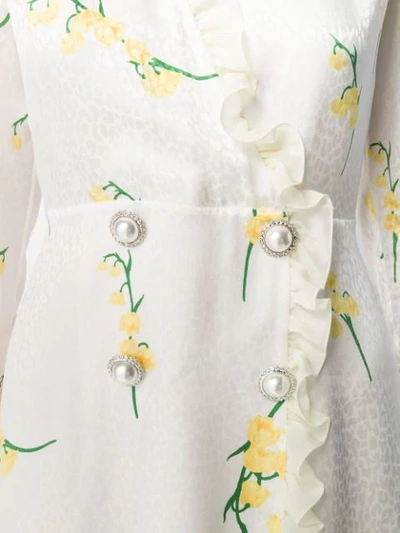 Shop Alessandra Rich Floral Print Midi Dress In White