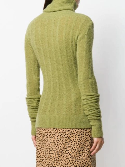 Shop Jacquemus Sofia Ribbed Roll-neck Jumper In Green
