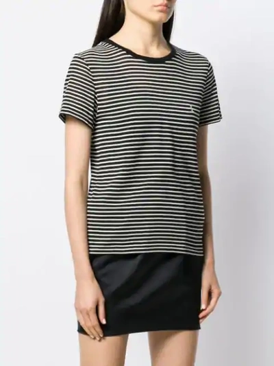 Shop Saint Laurent Stripe Print T-shirt In Black