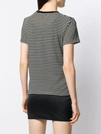 Shop Saint Laurent Stripe Print T-shirt In Black