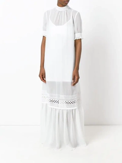 Shop Mcq By Alexander Mcqueen Lace Detail Full Length Dress In White