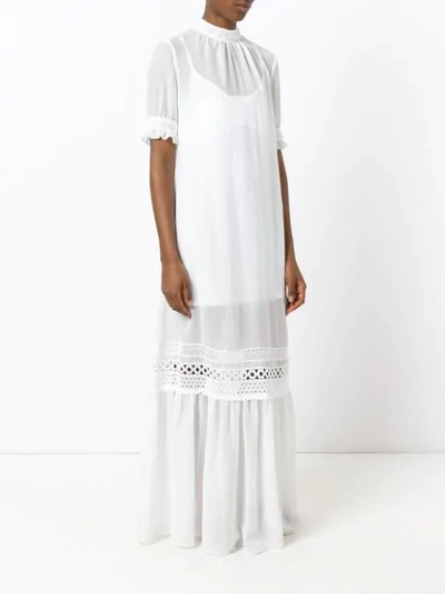Shop Mcq By Alexander Mcqueen Lace Detail Full Length Dress In White
