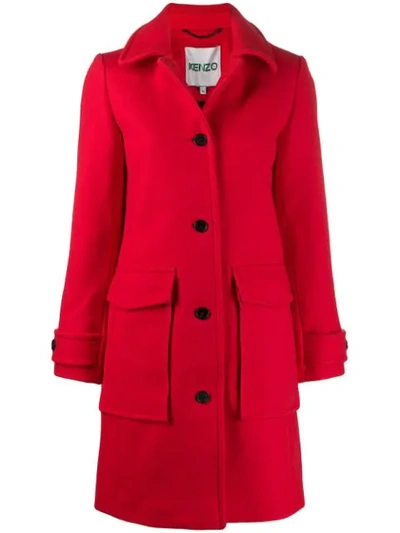 Shop Kenzo Single-breasted Coat In Red