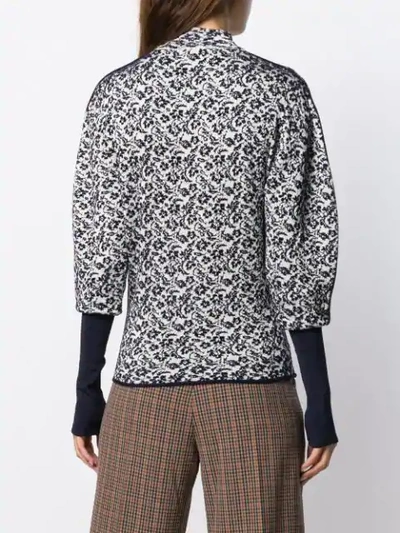 Shop Chloé Floral Knitted Pattern Jumper In Blue