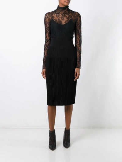 Shop Givenchy Knee Length Pleated Skirt In Black