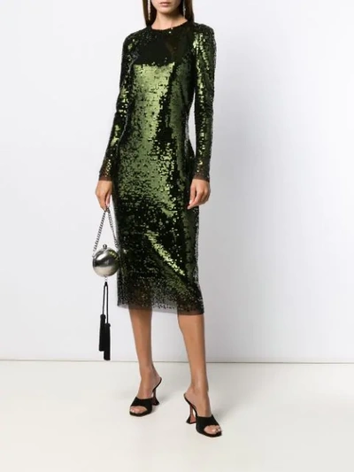 Shop Ermanno Scervino Sequin Midi Dress In Green