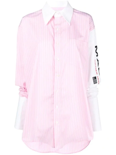Shop Matthew Adams Dolan Arm Logo Striped Shirt - Pink