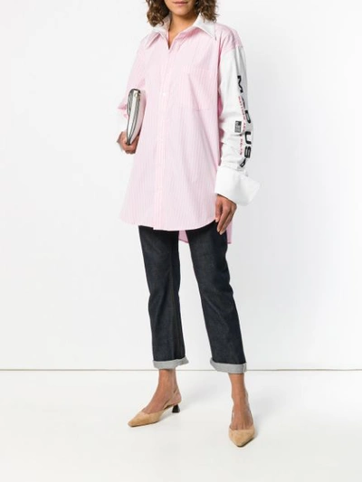Shop Matthew Adams Dolan Arm Logo Striped Shirt - Pink