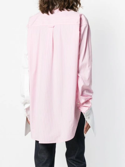 Shop Matthew Adams Dolan Arm Logo Striped Shirt - Pink