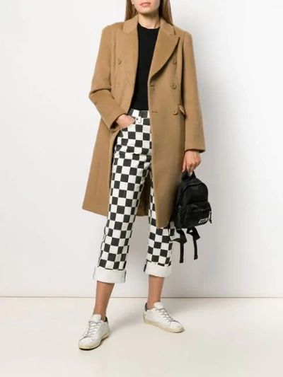 Shop P.a.r.o.s.h Double Breasted Midi Coat In Neutrals